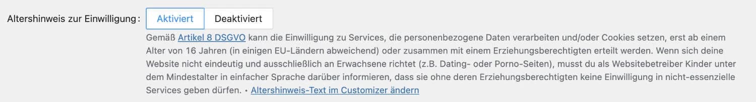 Altershinweis Real Cookie Banner