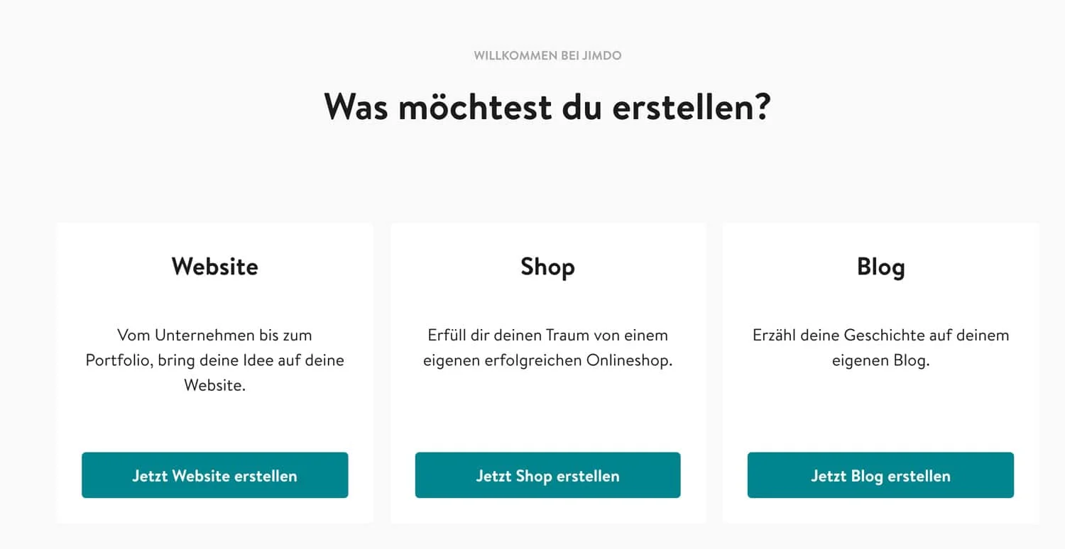 Nach der Registrierung startet Jimdo mit einem Installations-Wizard